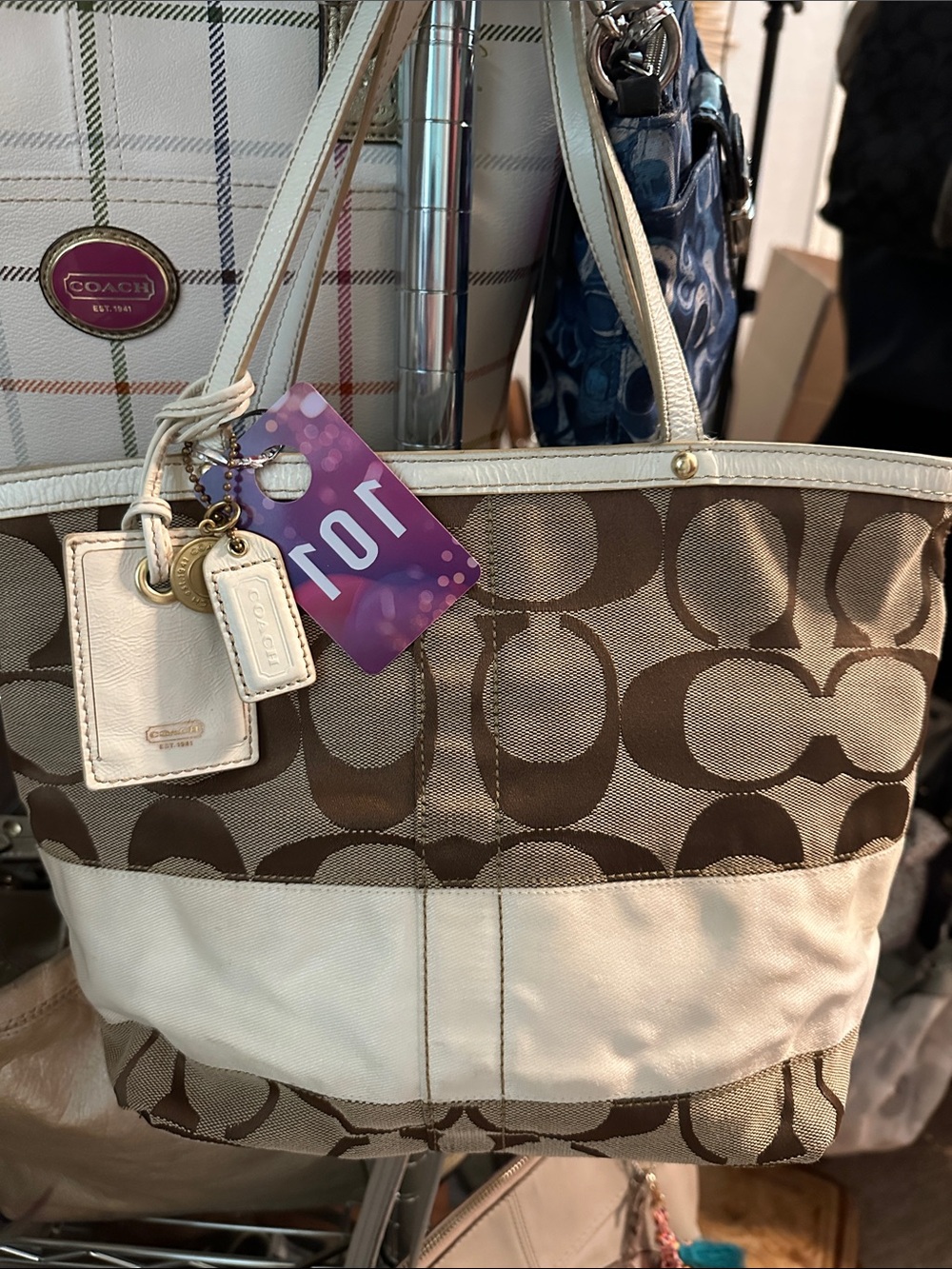 Coach #101 Signature 2007 Brown and Cream Canvas Tote